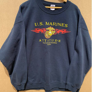 Vintage U.S. Marines "Attitude is Everything" Heavy Sweatshirt Men's XXL Navy